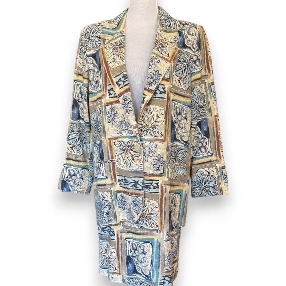 Toni Garment for CC Magic vintage 90s 2 piece‎ Hawaiian skirt blazer suit sz 10